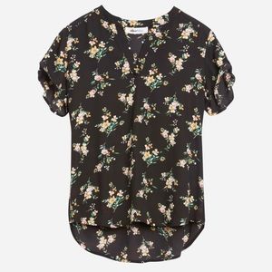 EUC Alice Blue Toma Split Neck Top (black floral)